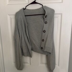 SHEIN Light Gray Buttoned Cardigan